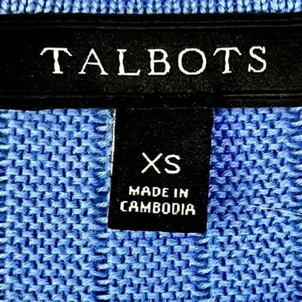 Talbots Crewneck Periwinkle Blue Sweater/Tunic with Button Detail - XS